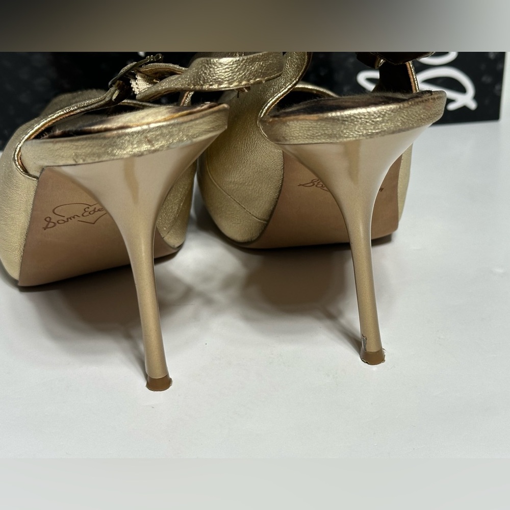 Sam Edelman Metallic Gold Slingback Evelyn A4794L6700 Platform Pumps heels 8.5 - Picture 5 of 16